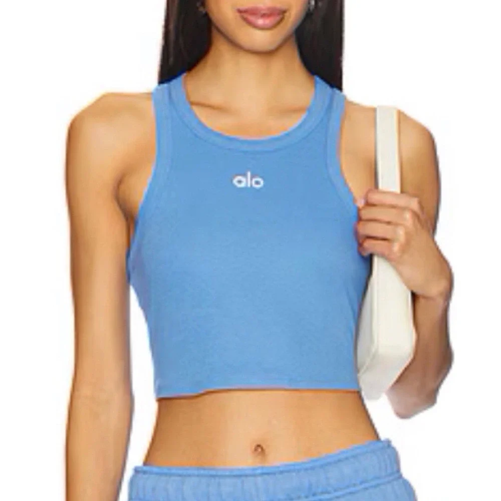 Alo Yoga Aspire Tank Crystal Clear Blue/White L